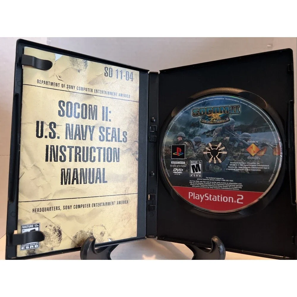 SOCOM II: U.S. Navy SEALs (Sony PlayStation 2, 2003) Disc & Manual - No Coverart